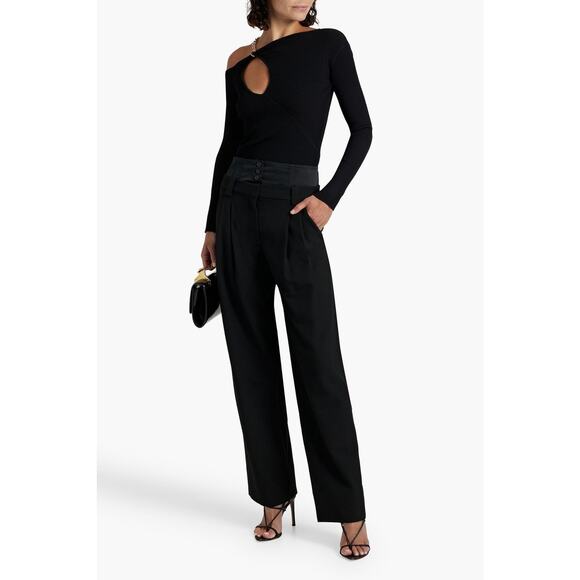 Sold! A.L.C Womens Black Brady Pleated Twill Straight Leg Trouser Pants US 2 - Picture 1 of 11